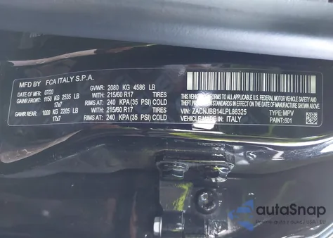 2020 Jeep Renegade Latitude 4X4 from USA, damaged, VIN ZACNJBB14LPL86325